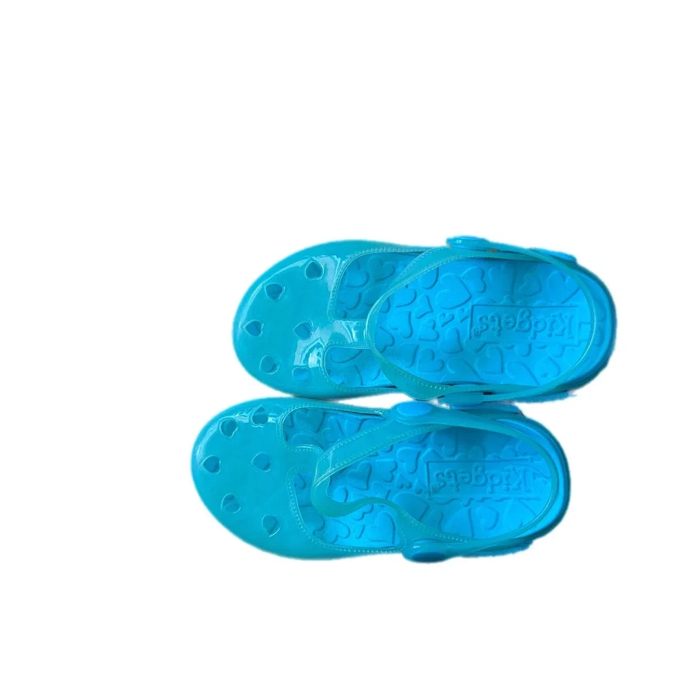 Kidgets Jelly Mary Jane Kids Size 9 Turquoise Excellent Heart Cutout Water Shoes